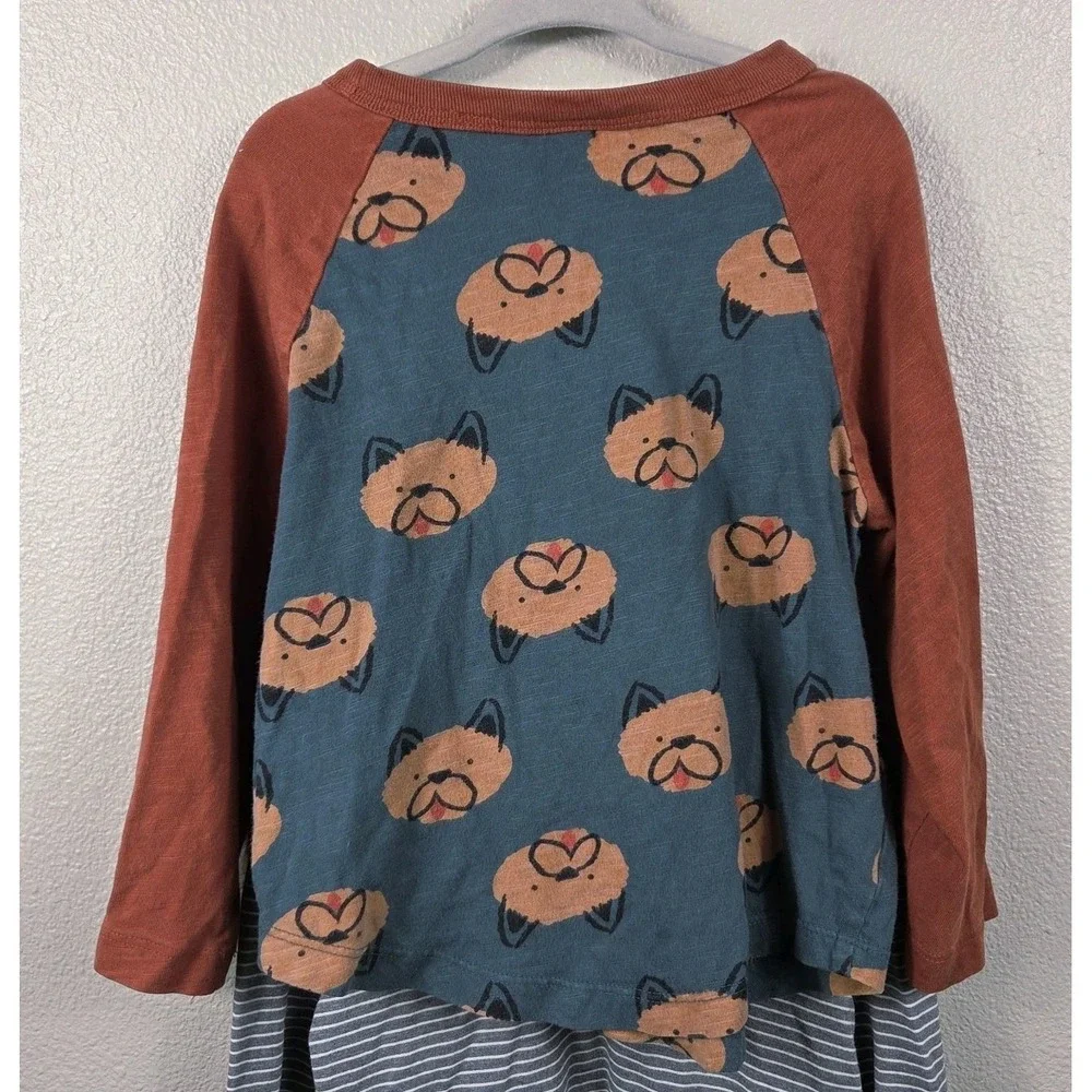Hanna Andersson Dog Print Tee + Little Sleepies Play‎ Bamboo Striped Top 4T...